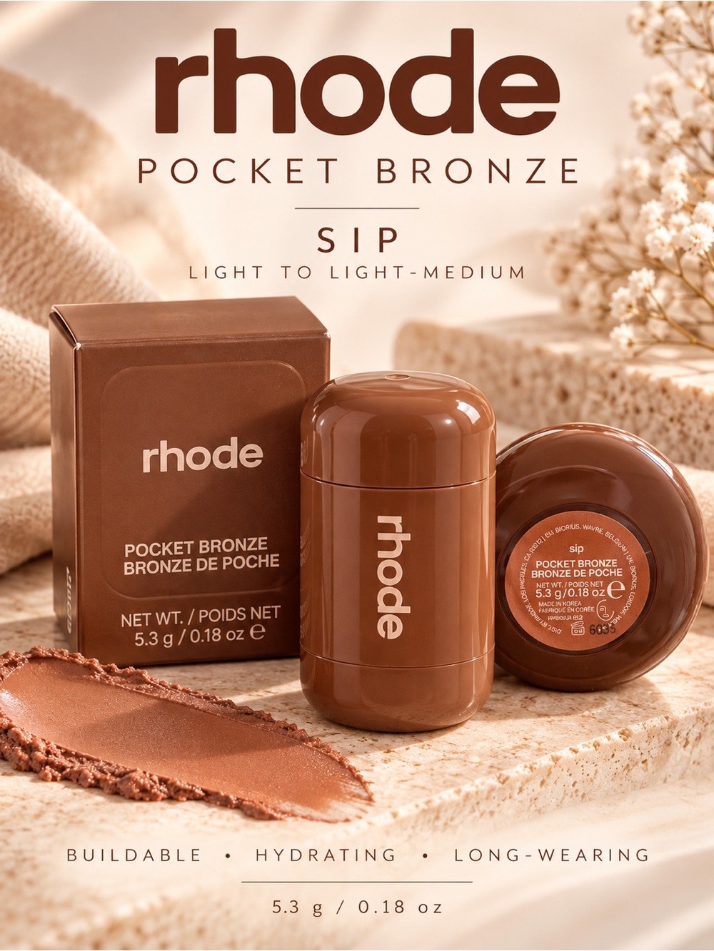 Rhode Pocket Bronze Cream Bronzer – Sip 5.3g NIB